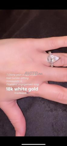 Bague solitaire poire 7ct – Or blanc 18K - 2