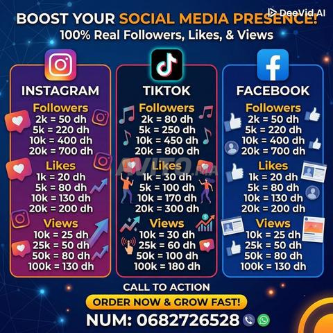 Abonnés Instagram YouTube Facebook TikTok