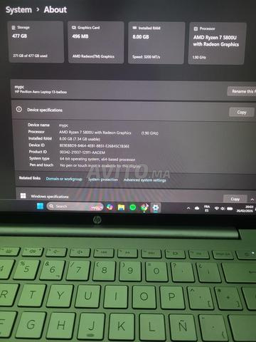 Hp aero 13'3 ryzen 7 5800u (eq i7 12ème)