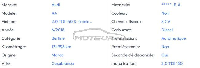 Audi Diesel Automatique 2018 à Casablanca
