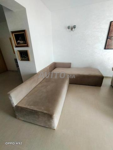 Canapé d'angle velours beige - 2