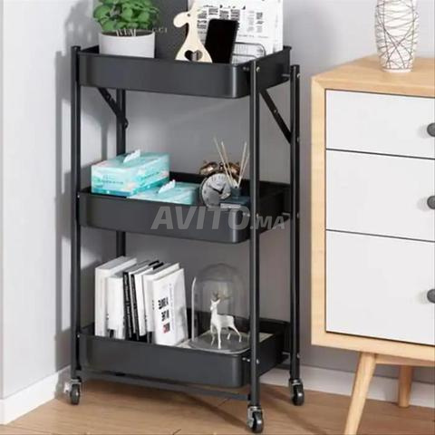 عربة تخزين قابلة للطي 3 مستويات - معدن - 2