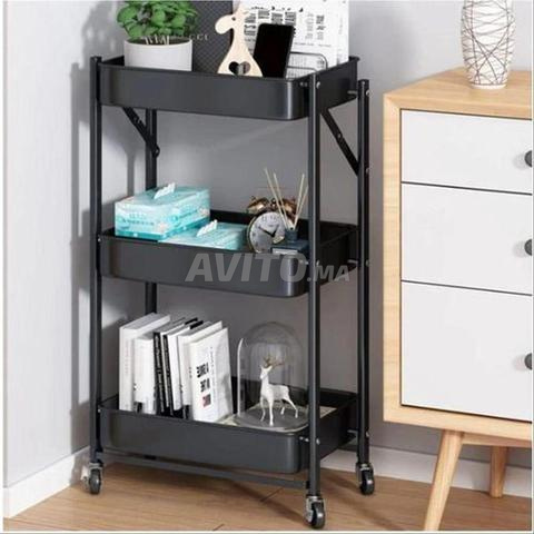 عربة تخزين قابلة للطي 3 مستويات - معدن - 2