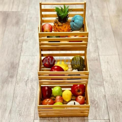 رف فواكه خشبي 3 مستويات منظم - 2