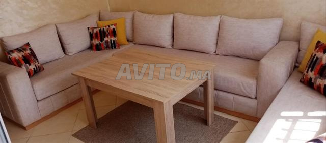 صالون تقليدي – 3 قطع بلون بيج - 2