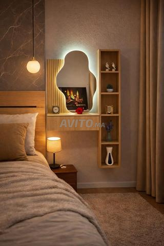 تسريحة شهد عصرية بإضاءة LED ولمسة خشبية راقية - 2