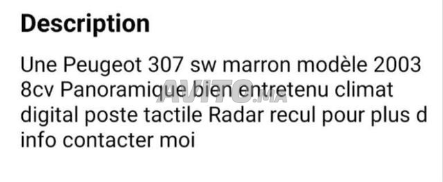 307 SW à vendre - 2