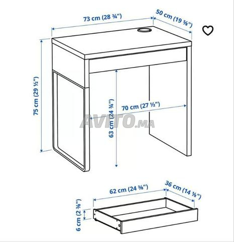 Bureau blanc en très bon état – IKEA MICKE - 2