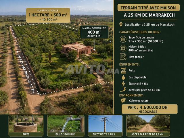 TERRAIN TITRÉ AVEC MAISON 400 m² (type vina)