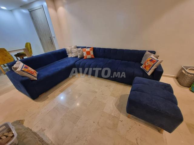 Canapé L avec Pouf et tapis - 2