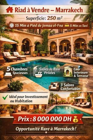 Riad à vendre Marrakech, proche centre-ville 