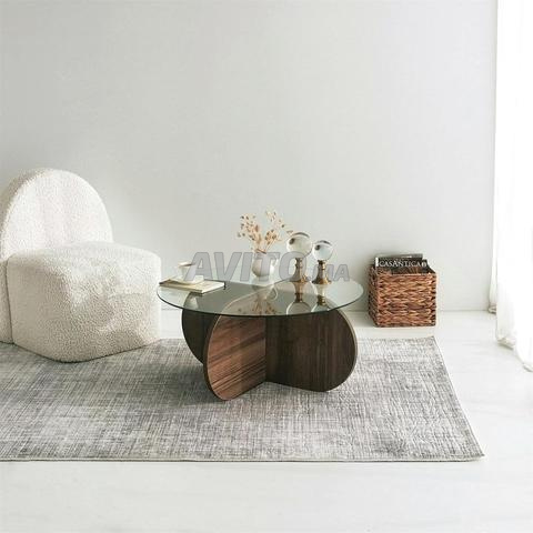 Table basse moderne en bois avec plateau en verre - 2