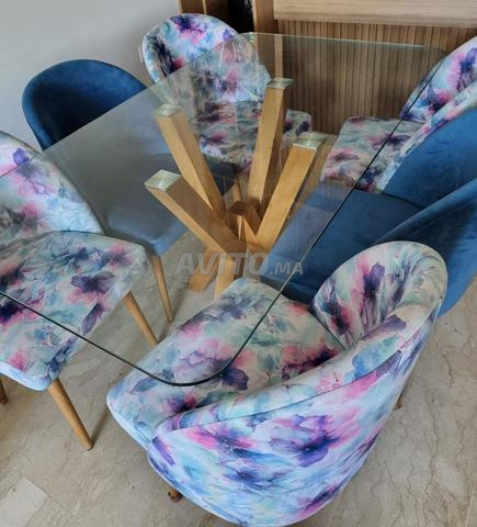 Salle à manger verre trempé 6 fauteuils