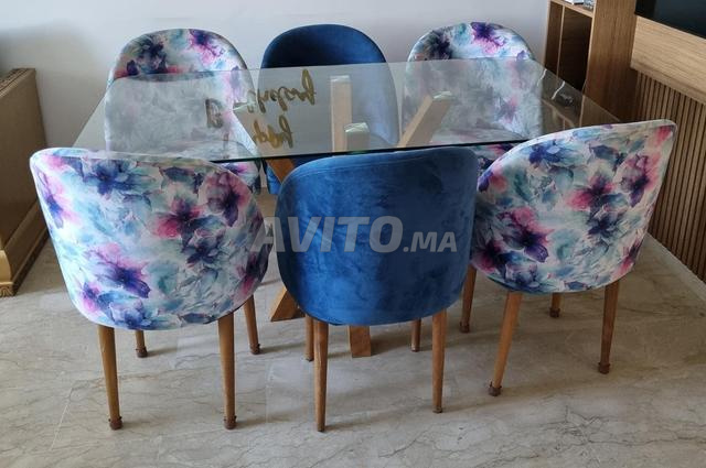Salle à manger verre trempé 6 fauteuils - 2