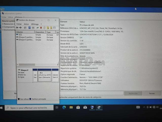 Lenovo Thinkpad L14 Gen 3 i5 1245U 16Go 512SSD - 2