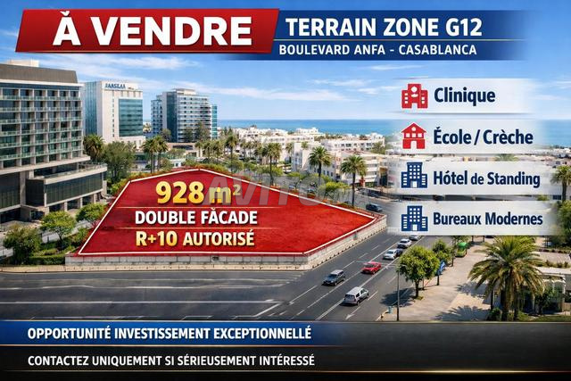 A vendre terrain bâtiment R10 à Casa Anfa