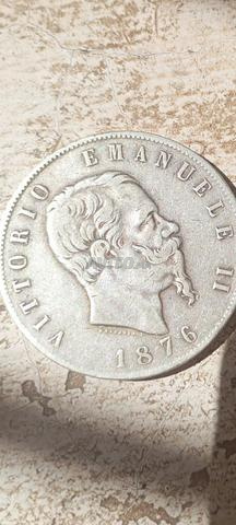 Pièce rare 1876 argent libre 5 lires originale