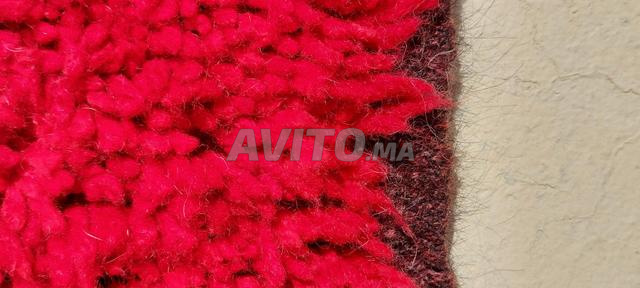 Tapis traditionnel fait main rouge pure laine - 2