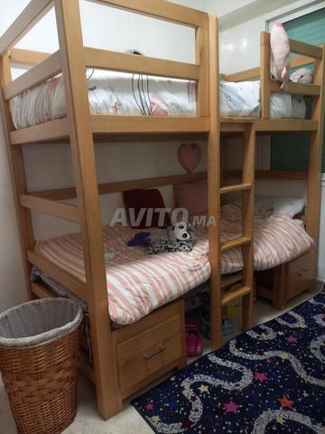 Beau lit superposé en bois hêtre très robuste - 2