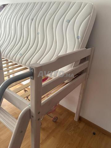 سرير أطفال مرتفع 90*190 خشب صلب متين - 2