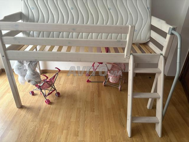 lit enfant 90*190 surélevé bois massif robuste