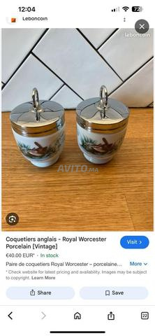 2 coquetiers porcelaine Royal Worcester - 2