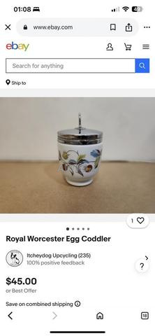 2 coquetiers porcelaine Royal Worcester