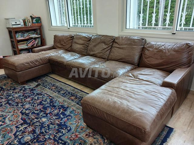 أريكة كبيرة من الجلد كامل الحبوب - 2