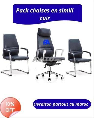 Pack fauteuil président et deux chaises visiteurs