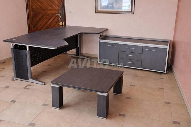 Bureau L moderne meuble rangement, table assortie
