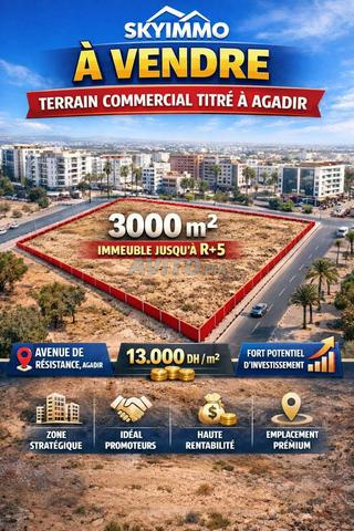 A vendre terrain bâtiments Av moqaouma agadir