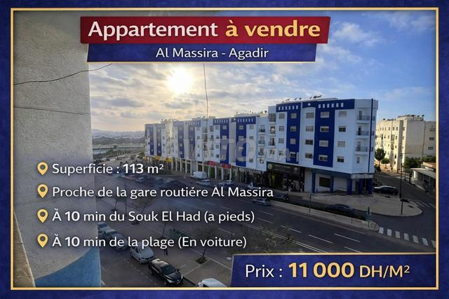 Appartement à vendre 113 m² au centre Agadir
