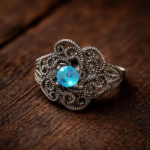 Bague royale en argent sterling 925 (pierre bleue royale) - 2
