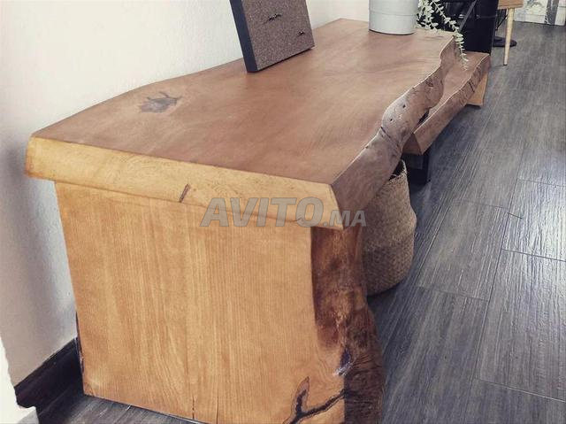 طاولة تلفزيون خشب صلب طراز صناعي - 2