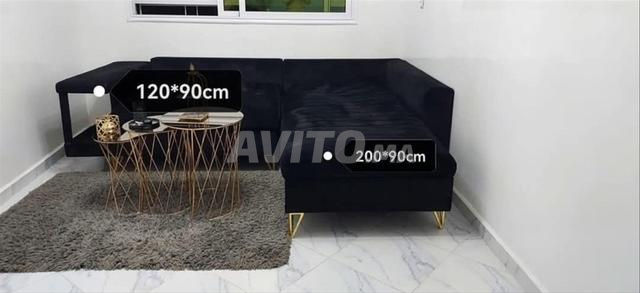 كنب زاوية عصري أسود أصفر بحالة جيدة جداً - 2