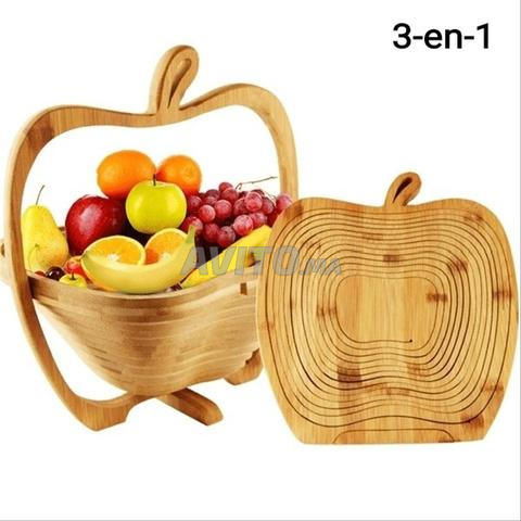 سلة الفاكهة Corbeille à Fruits 3 في 1 من الخيزران الطبيعي