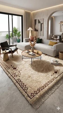 سجادة صوف حرة مصنوعة يدوياً بحالة ممتازة 3متر على 2 متر