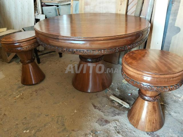 طاولة صالون و 02 مبخرات خشب زان - 2