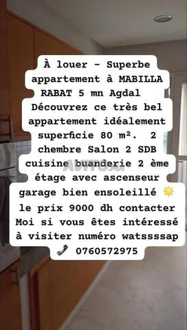 Appartement à louer RABAT MABILLA