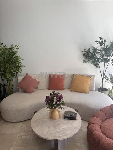 Canapé banane bouclette beige - 2