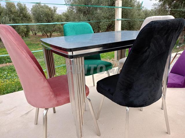 Salle à manger et chaises inox doré et argenté - 2