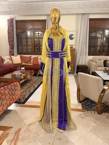 قفطان بنفسجي وأصفر مصنوع يدويًا - 2