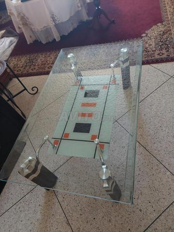 Table basse en verre avec pieds chromés - 2