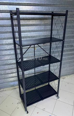 Étagère de rangement métallique pliable à 5 niveaux avec roues - 2