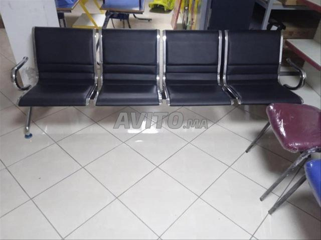 Chaise d'attente \banquette 3 places en cuir - 2