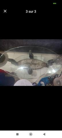 Table en verre et ses pieds en forme de canards en cuivre pur et marbre - 2
