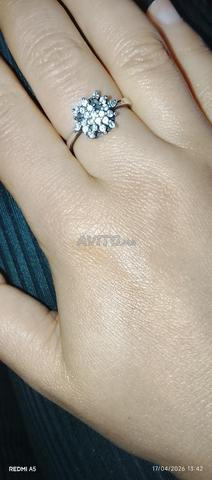 خاتم نقرة حرة s925 وردة زركون - 2