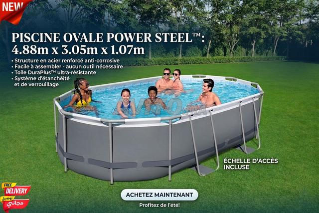 مسبح بيضاوي باور ستيل 4.88 × 3.05 × 1.07 متر