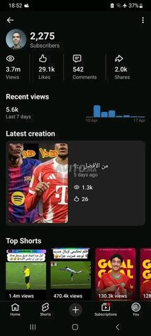 قناة يوتيوب بها تفاعل جيد، لم تنفجر بعد