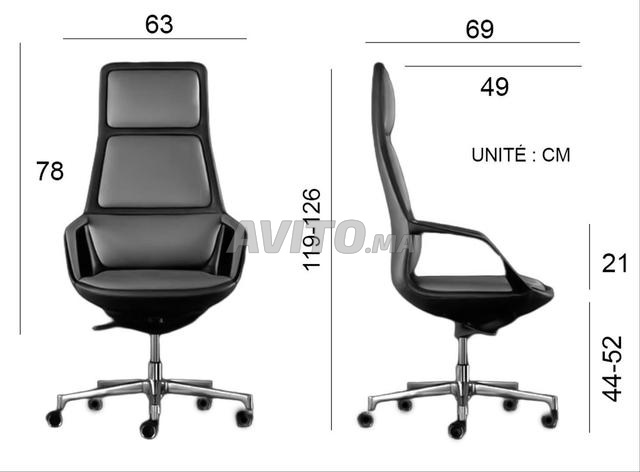 CHAISE BUREAU NOIR AVEC ROULETTES - 2